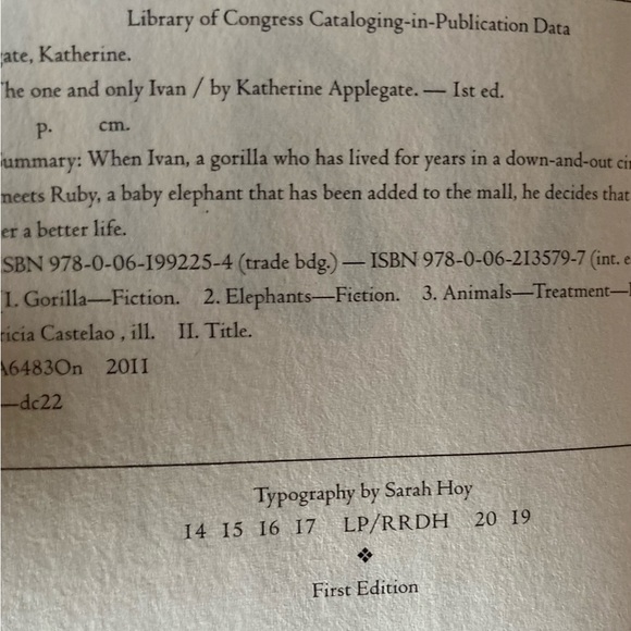 First Edition - The One and Only Ivan by Katharine Applegate Hardcover 2011 - Picture 10 of 15